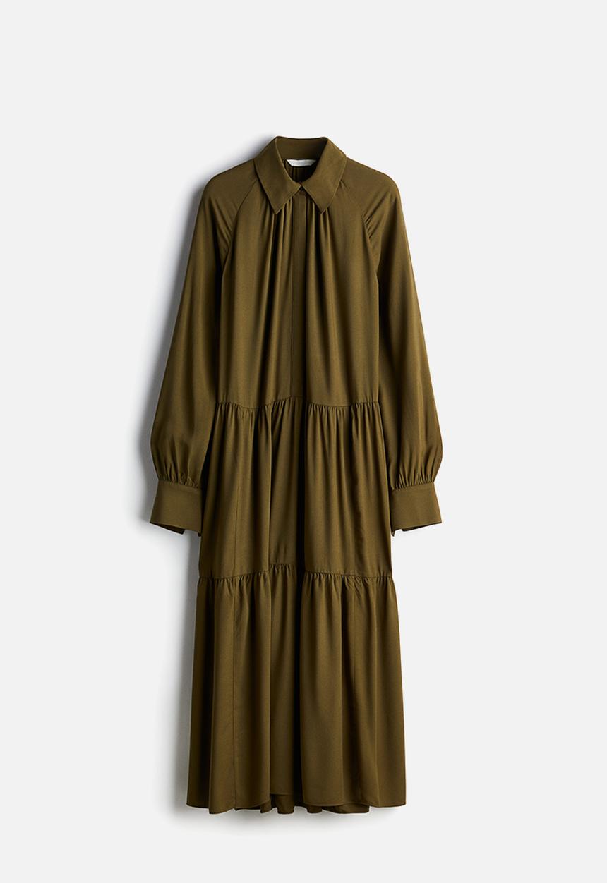 H&M - Midi shirt dress - dark khaki green