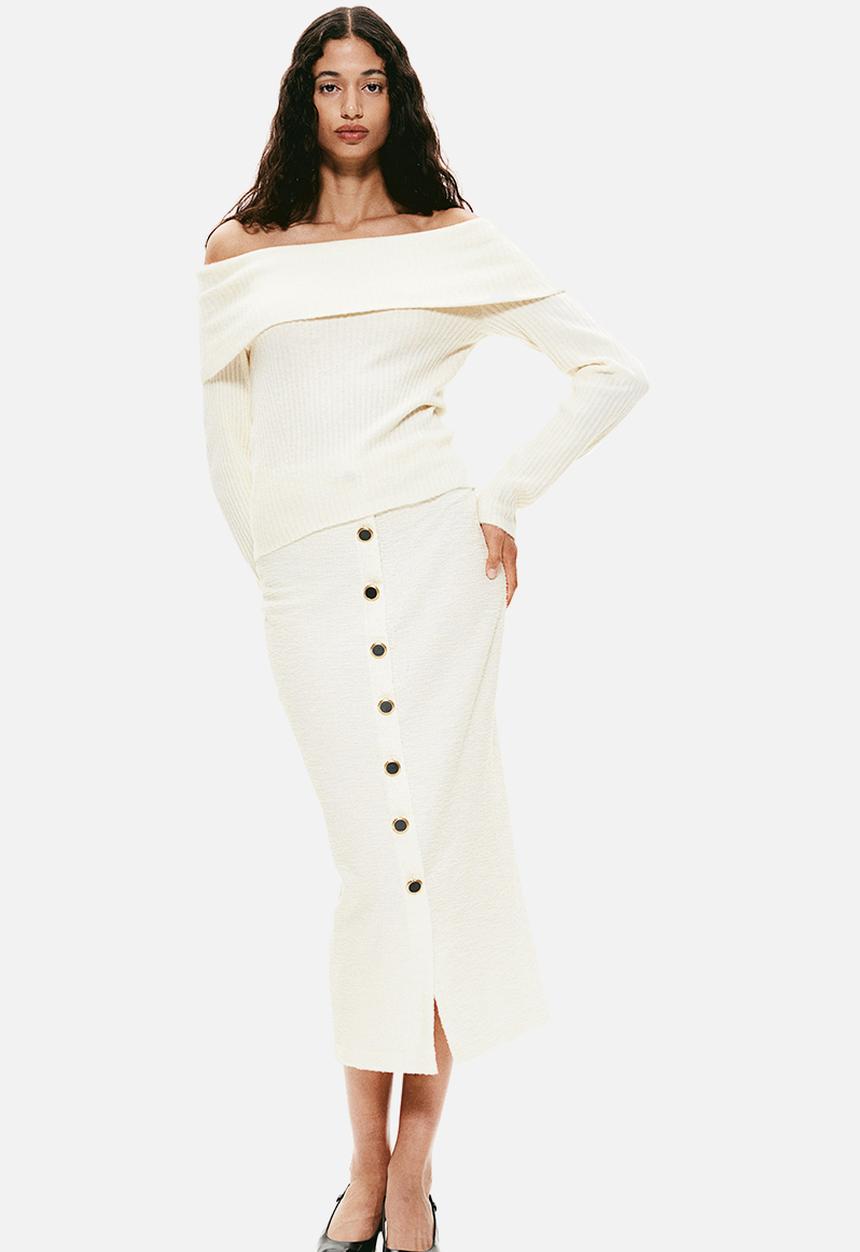 H&M - Off-the-shoulder jumper - cream