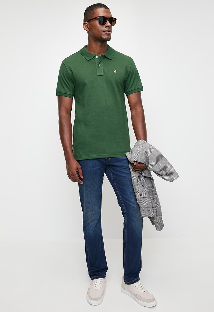 POLO - Mens Essential Pique Short Sleeve Golfer - Green