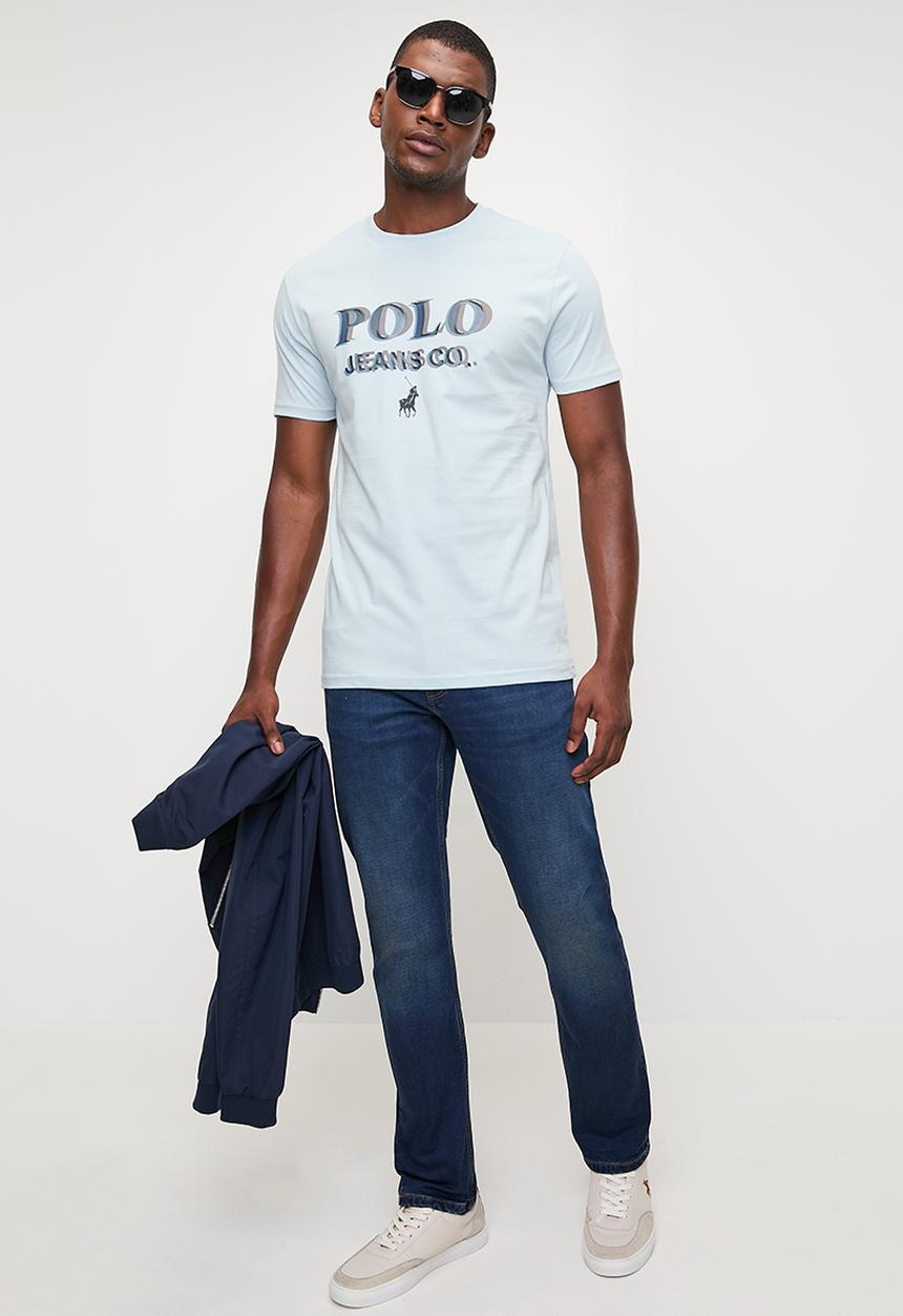 POLO - Mens Pjc Ss Logo Tee - Light Blue