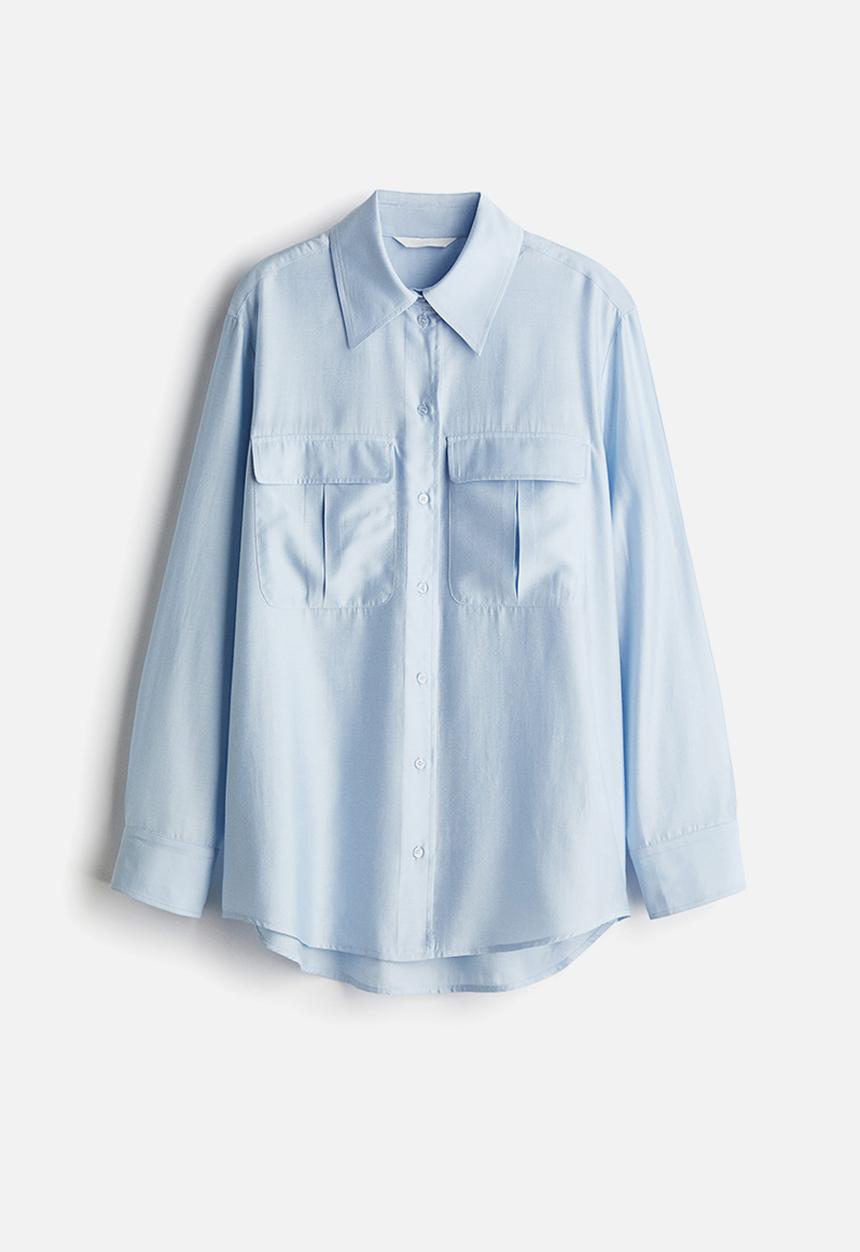 H&M - Pocket-front shirt - light blue