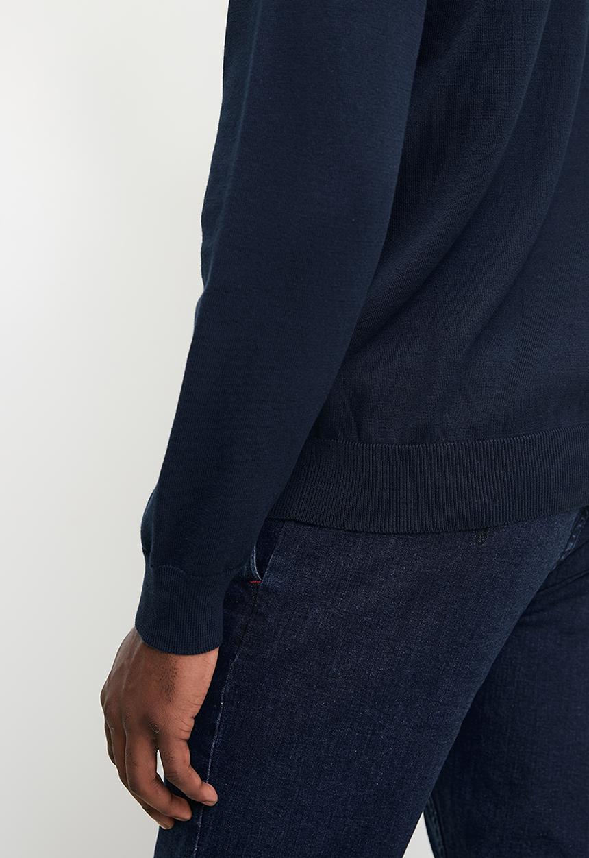 POLO - Mens Colourblock Long sleeve Knitwear - Navy