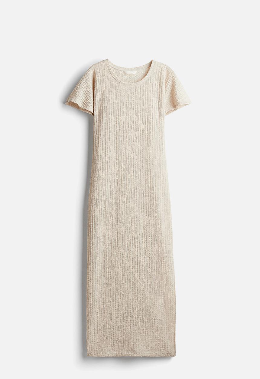 H&M - Textured jersey dress - light beige