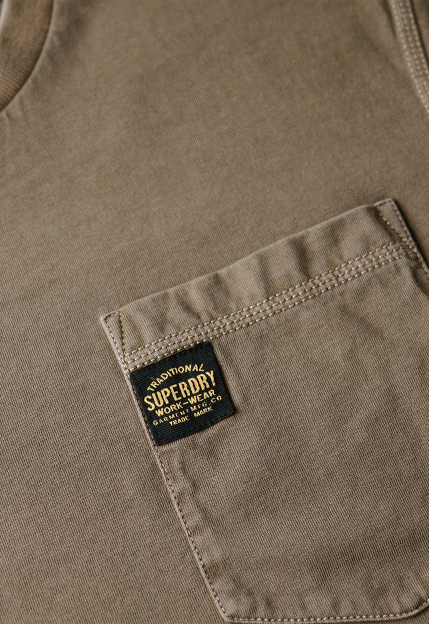 Superdry. - Contrast Stitch Pocket T-shirt - Washed Morel Brown