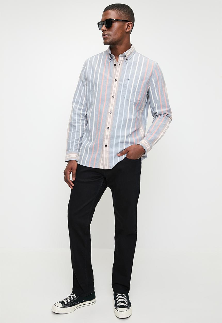 Ben Sherman - Ivy Sripe Oxford Long Sleeve-Mood Indigo