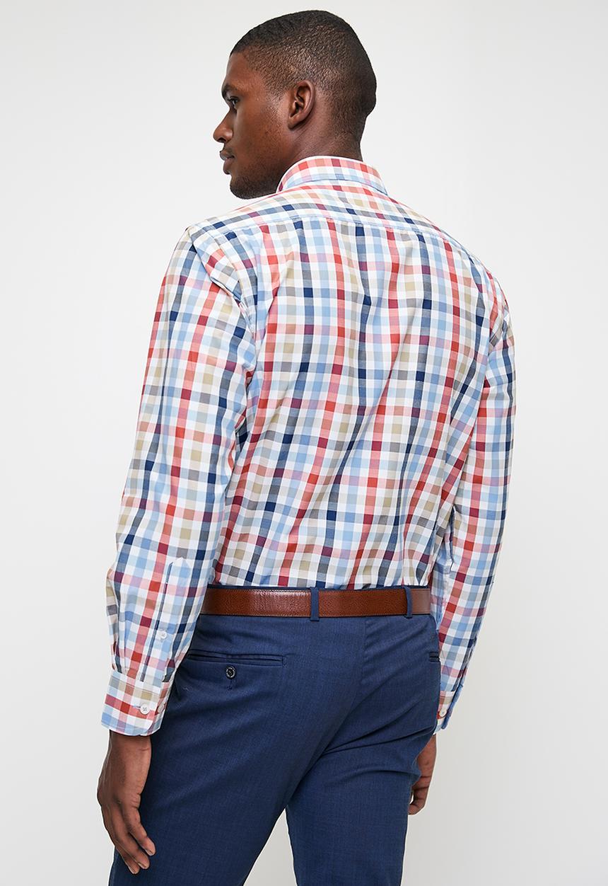 Pierre Cardin - Ch0010 Smart Check Shirts - Ruby