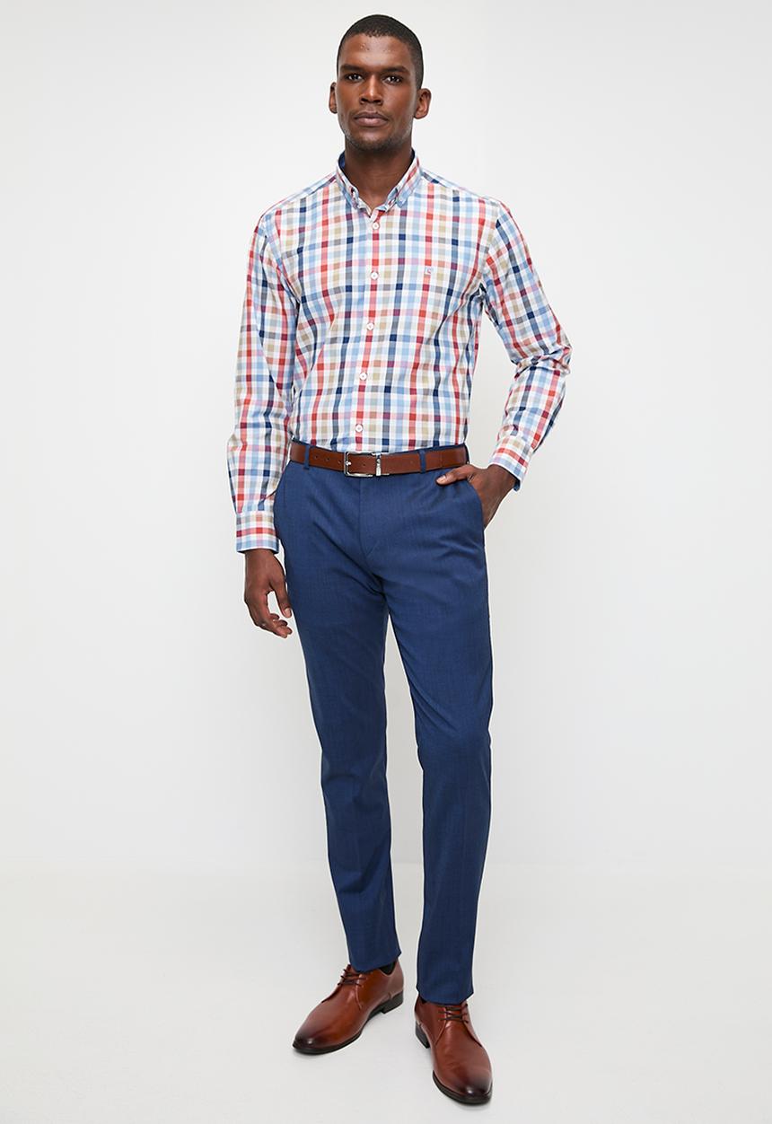 Pierre Cardin - Ch0010 Smart Check Shirts - Ruby