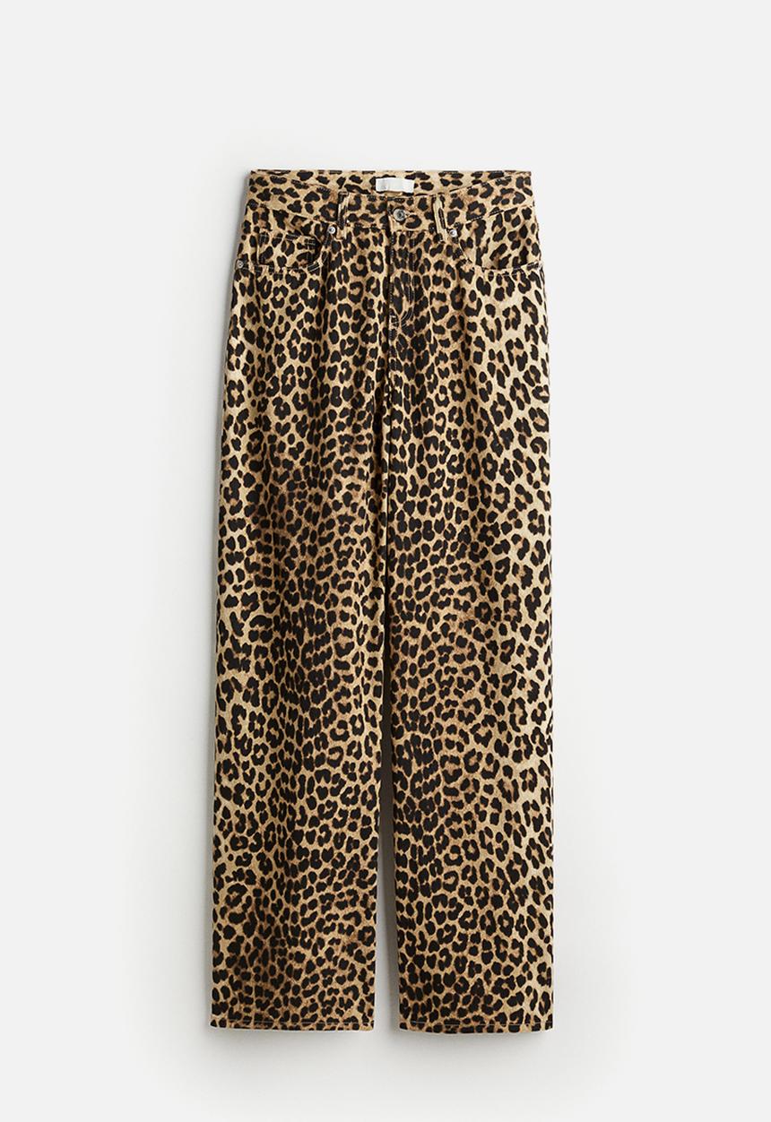 H&M - Wide jeans - beige & leopard print 