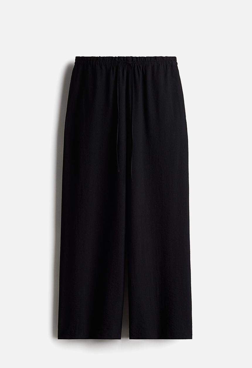 H&M - Straight drawstring trousers - black