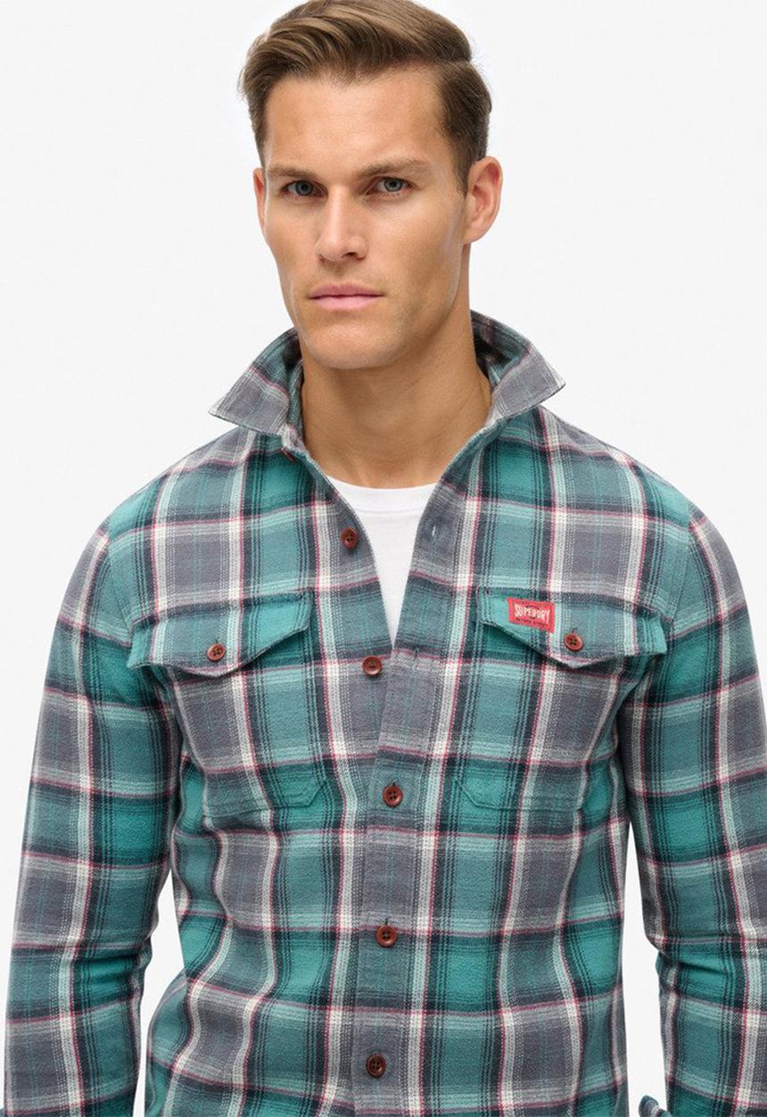 Superdry. - Cotton Worker Check Shirt - Yosemite Check Blue