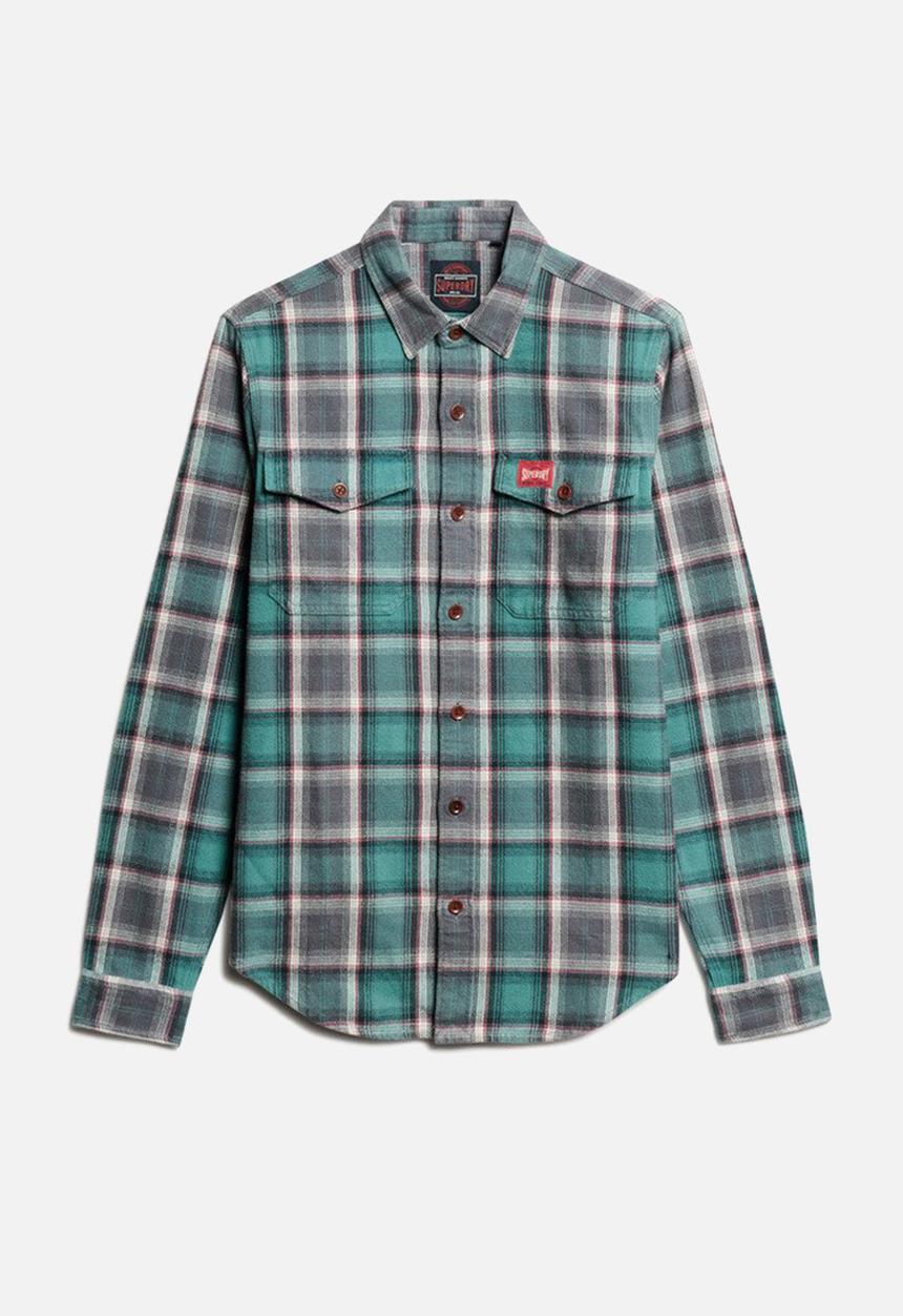 Superdry. - Cotton Worker Check Shirt - Yosemite Check Blue