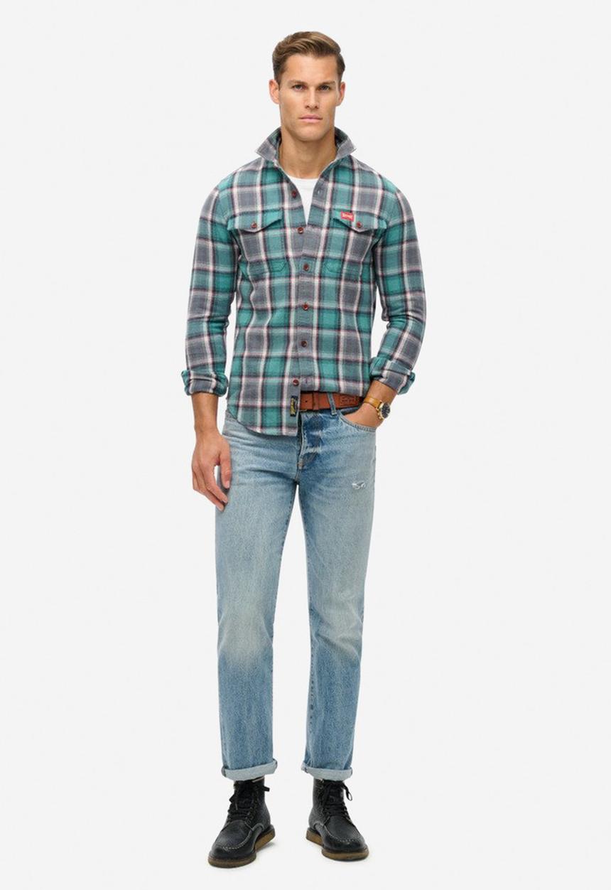 Superdry. - Cotton Worker Check Shirt - Yosemite Check Blue