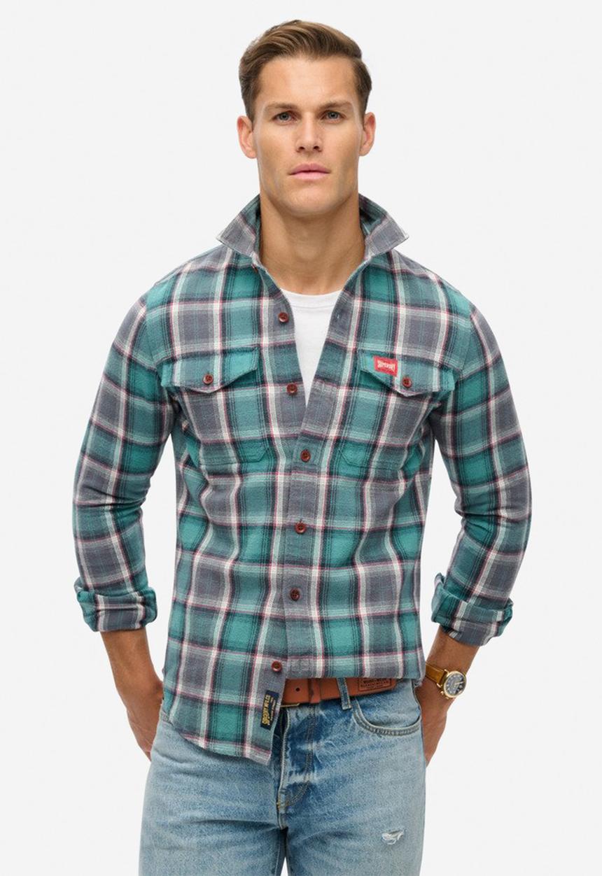 Superdry. - Cotton Worker Check Shirt - Yosemite Check Blue