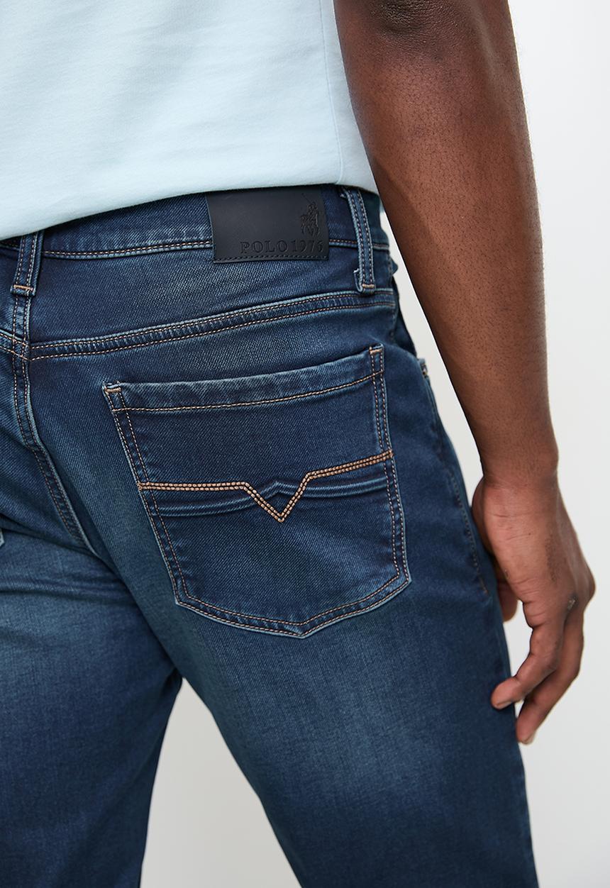 POLO - Mens Knitted Slim Leg Denim - Medium Wash