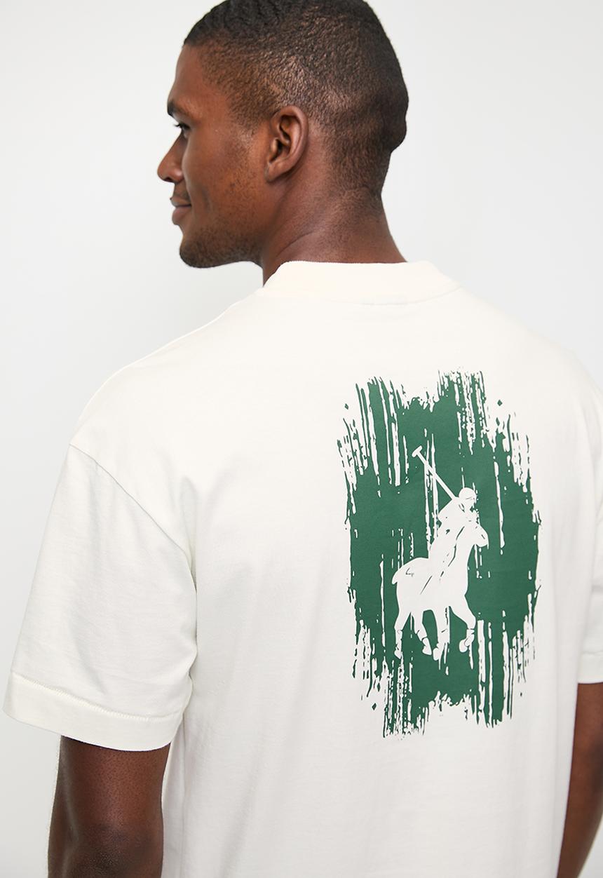 POLO - Mens Pjc Short Sleeve Back Print Tee - Off White