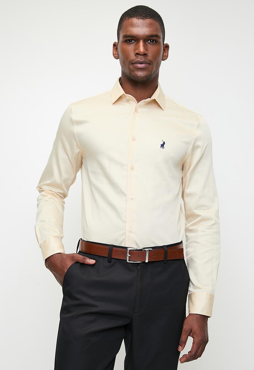 POLO - Mens Essential Sateen Long Sleeve Shirt - Stone