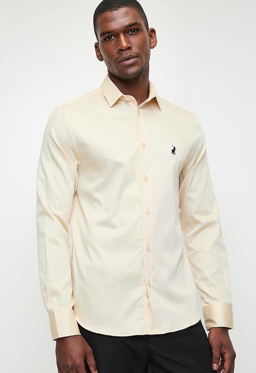 POLO - Mens Essential Sateen Long Sleeve Shirt - Stone
