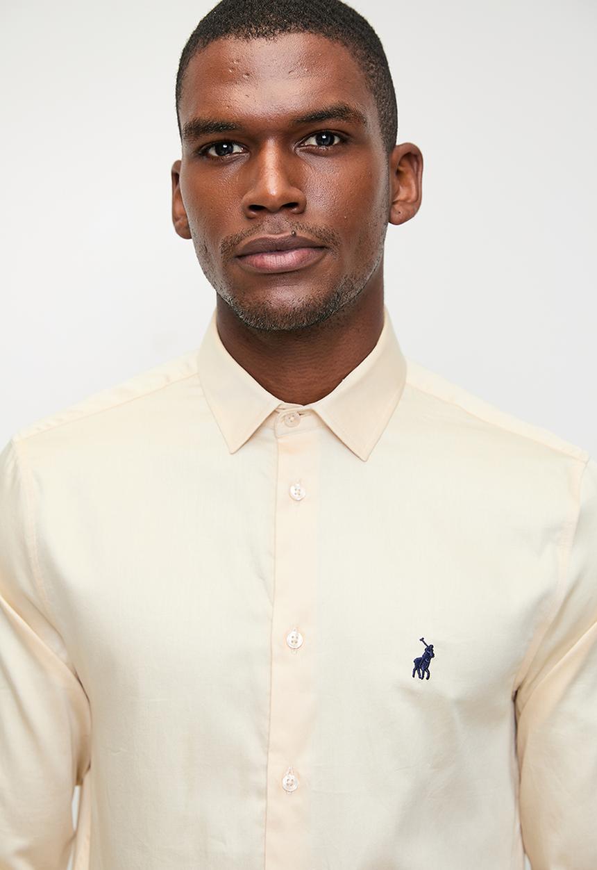 POLO - Mens Essential Sateen Long Sleeve Shirt - Stone