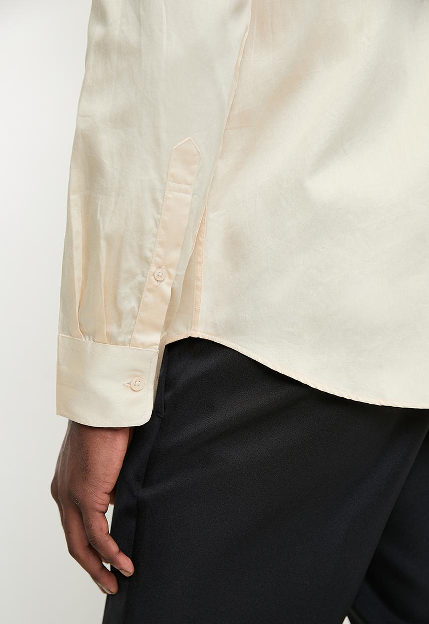 POLO - Mens Essential Sateen Long Sleeve Shirt - Stone
