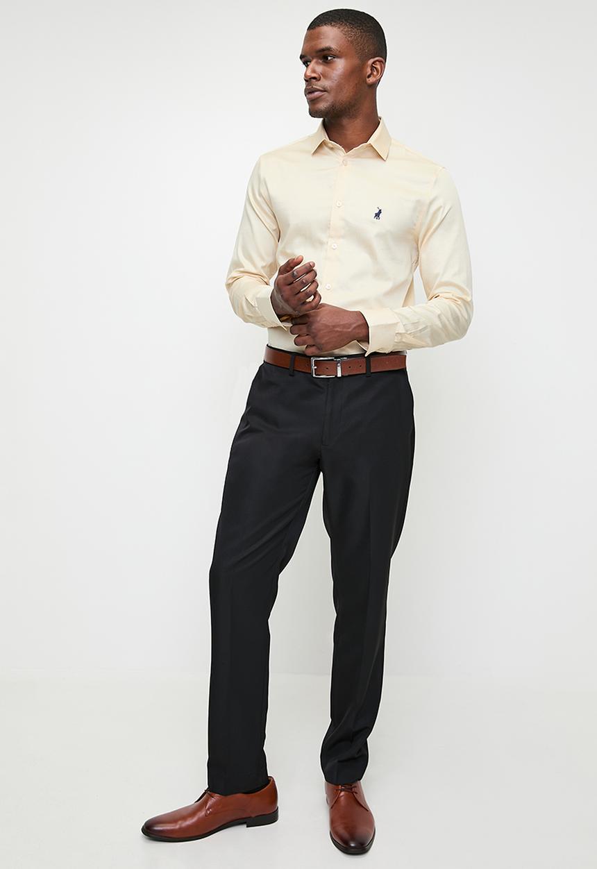 POLO - Mens Essential Sateen Long Sleeve Shirt - Stone