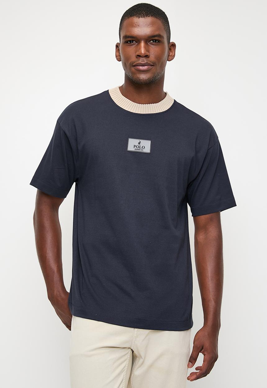 POLO - Mens Pjc Short Sleeve Knitted Collar Tee - Navy