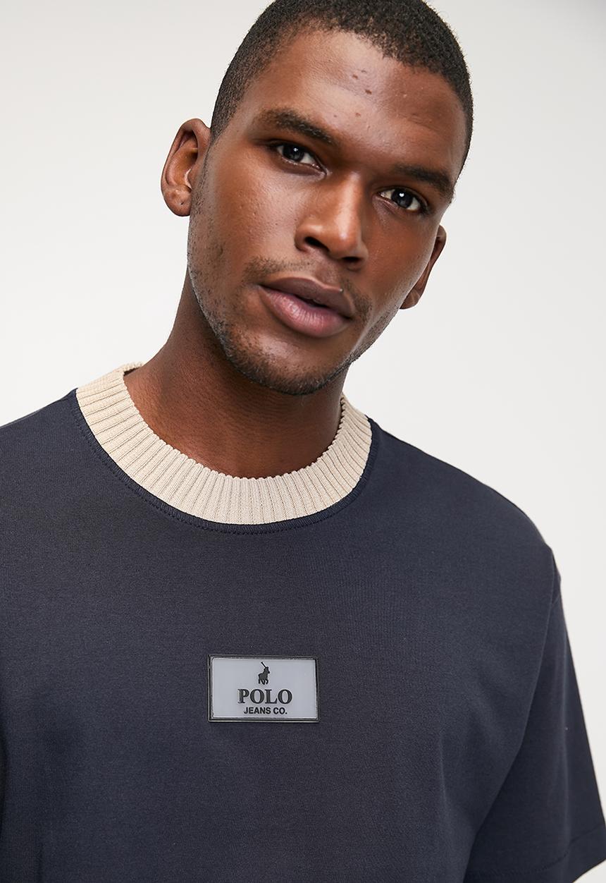 POLO - Mens Pjc Short Sleeve Knitted Collar Tee - Navy