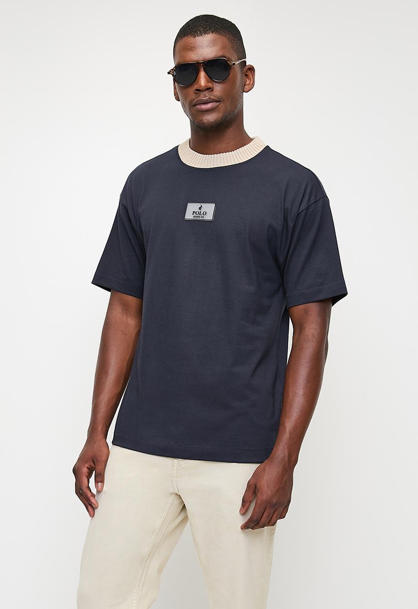 POLO - Mens Pjc Short Sleeve Knitted Collar Tee - Navy