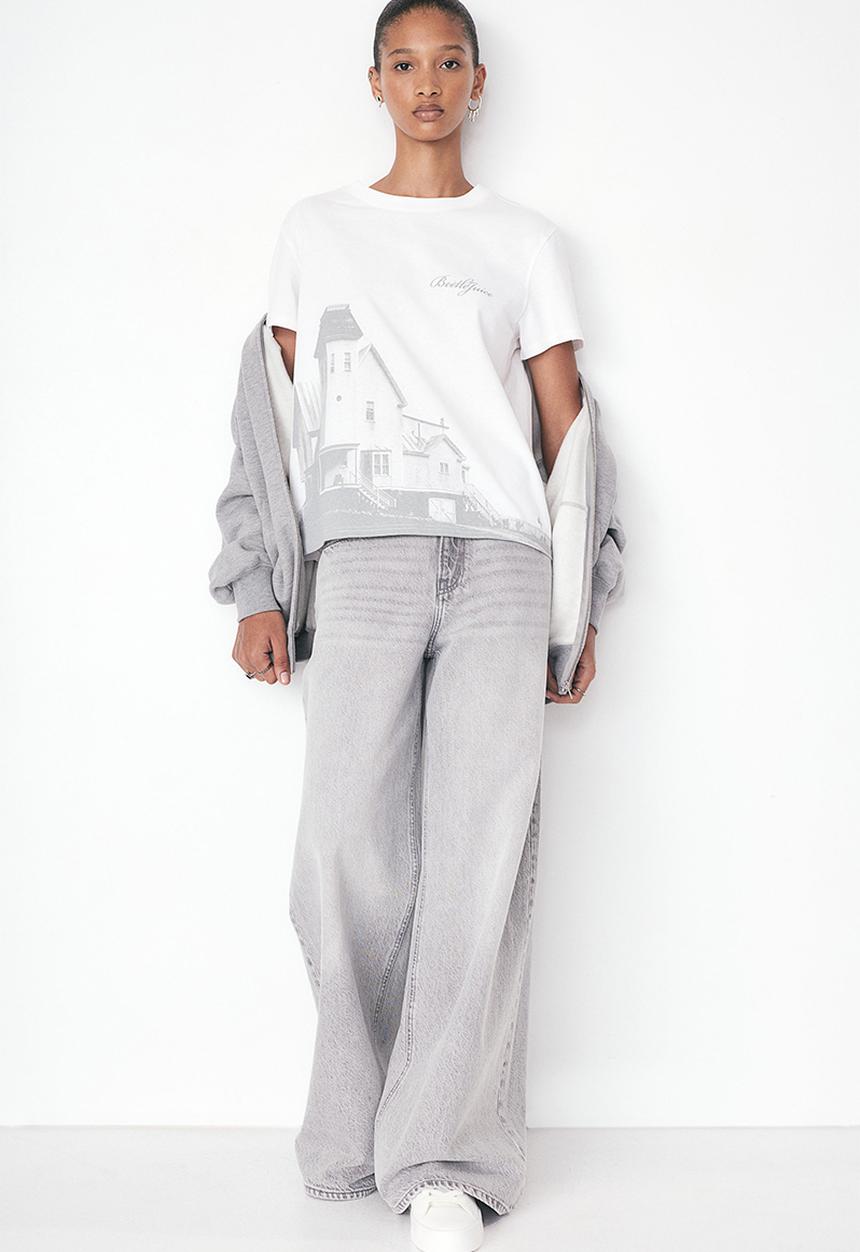 H&M - Printed t-shirt - white & beetlejuice