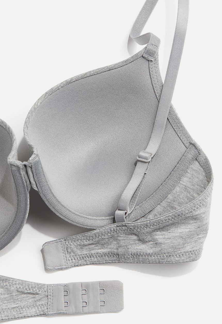 H&M - Cotton push-up bra - light grey marl