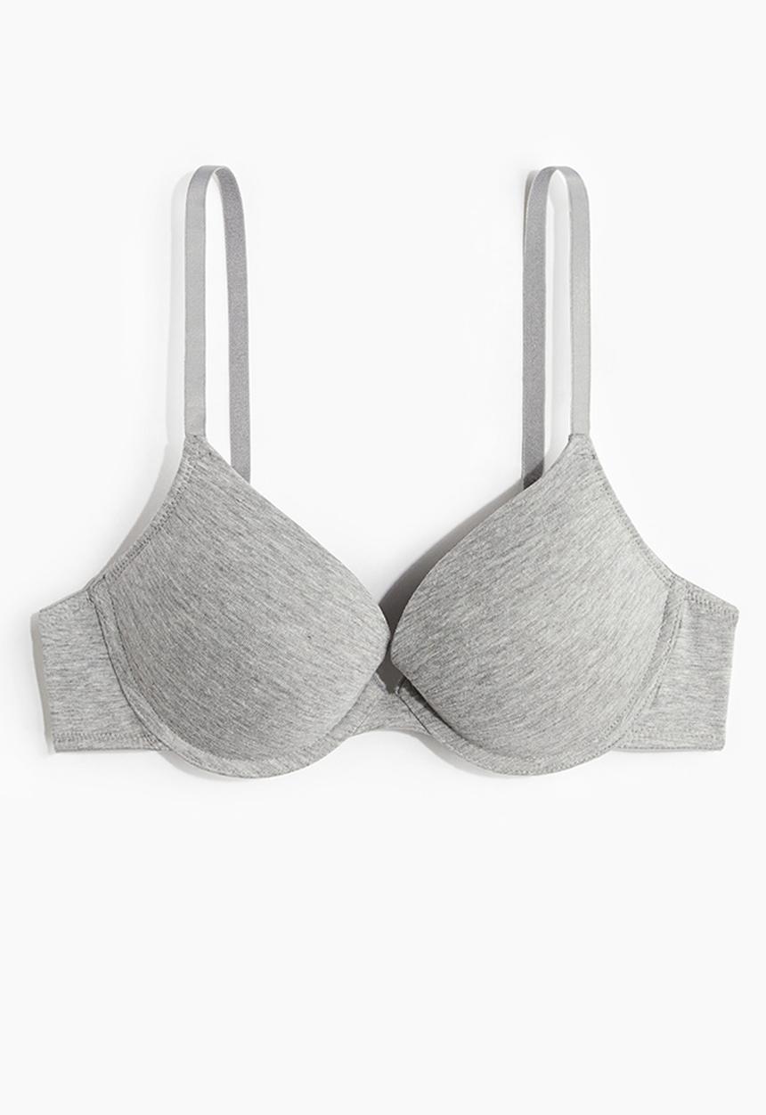 H&M - Cotton push-up bra - light grey marl