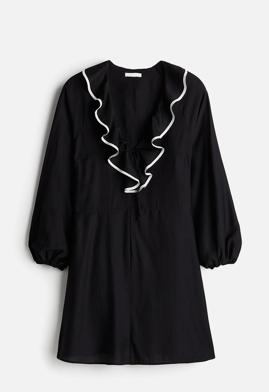H&M - Flounce-trimmed dress - black