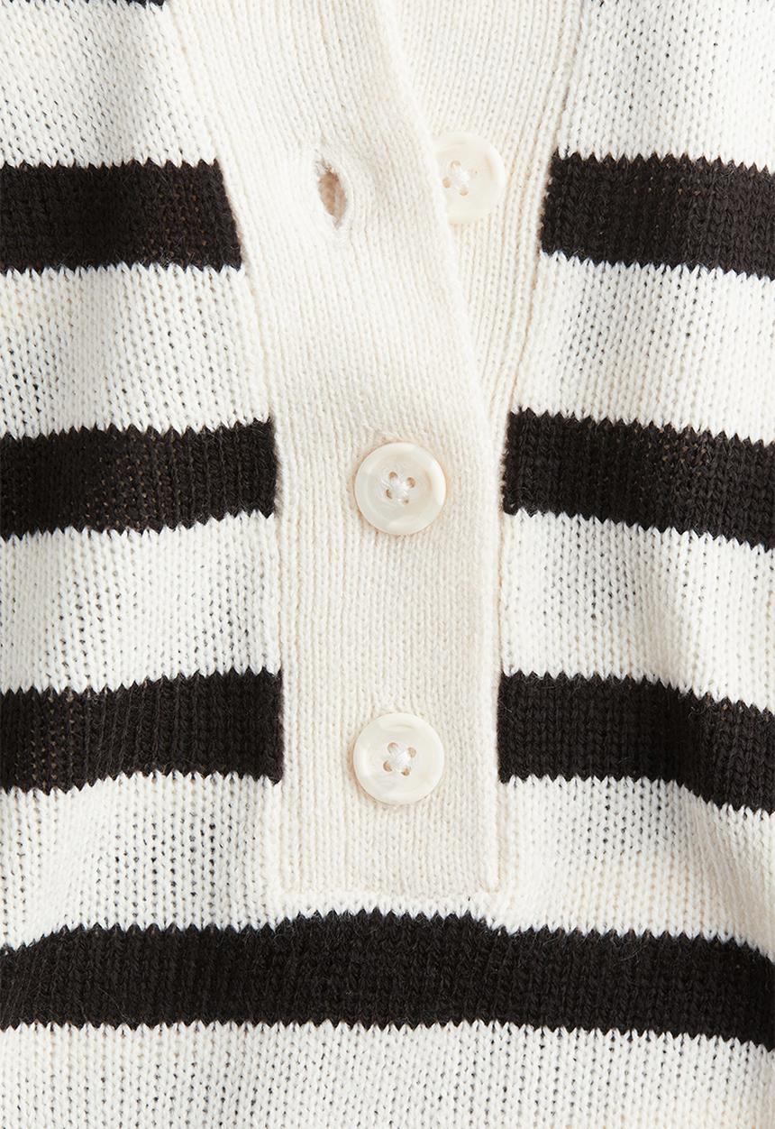 H&M - Short polo jumper - cream striped 