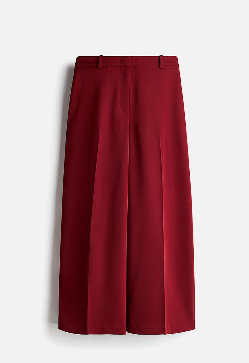 H&M - Wide twill trousers - dark red