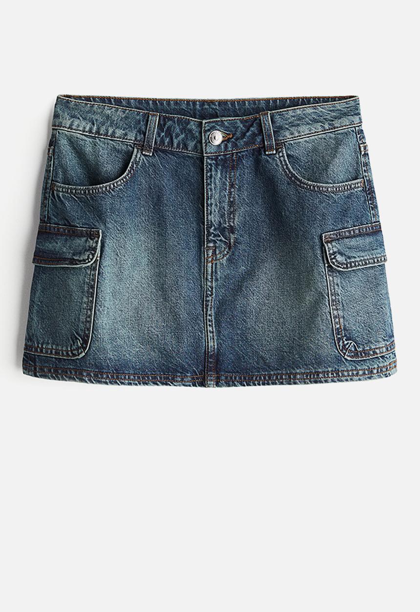 H&M - Denim cargo mini skirt - denim blue 