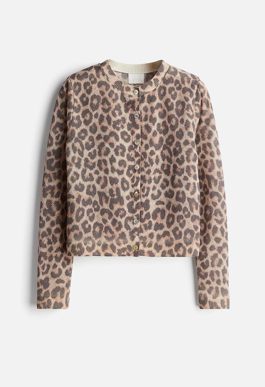 H&M - Fine-knit cardigan - beige leopard print