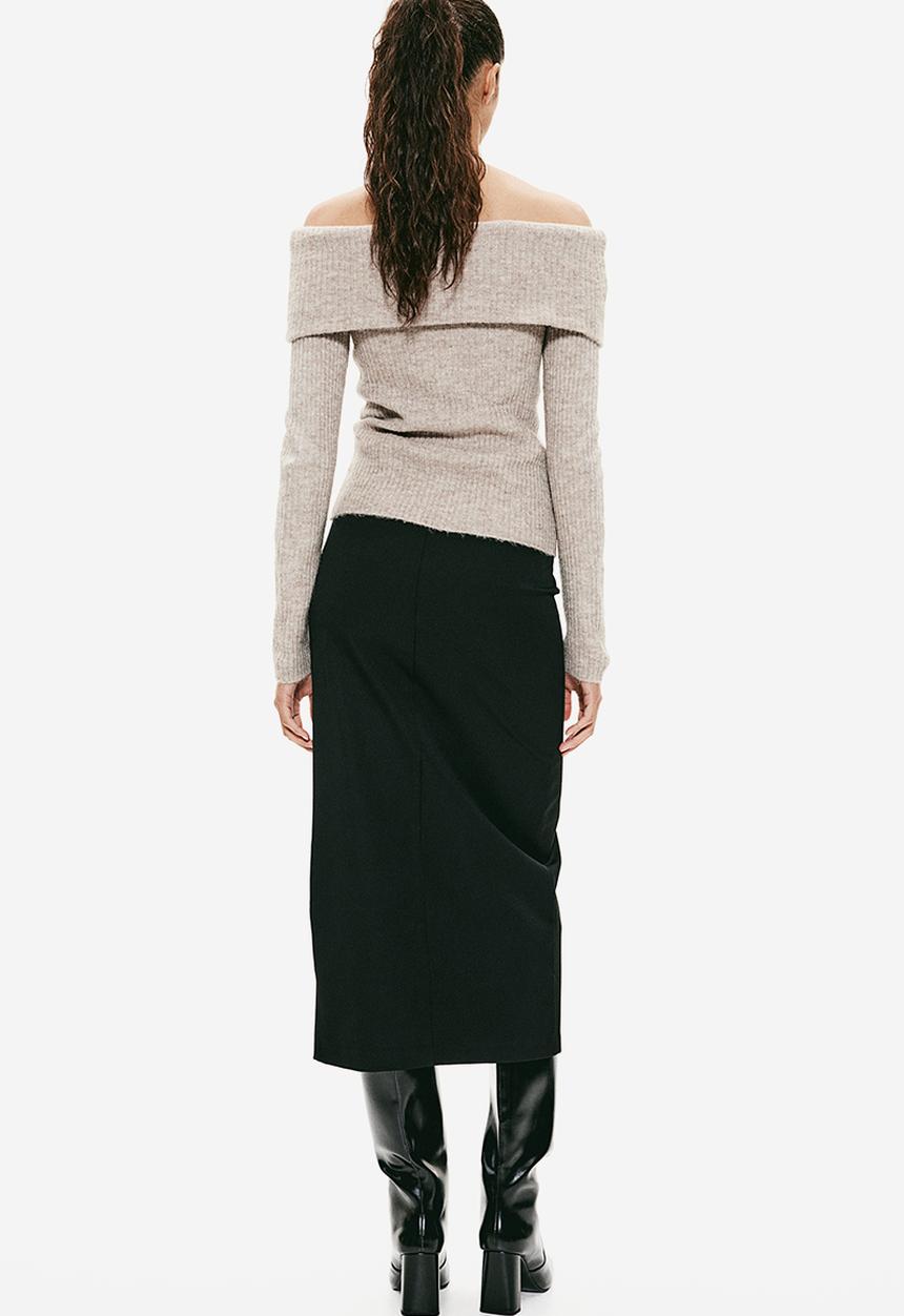 H&M - Off-the-shoulder jumper - beige marl 
