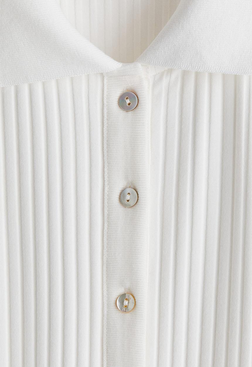 H&M - Ribbed polo shirt - white