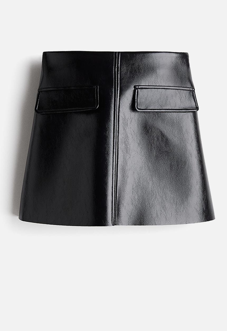 H&M - Coated mini skirt - black