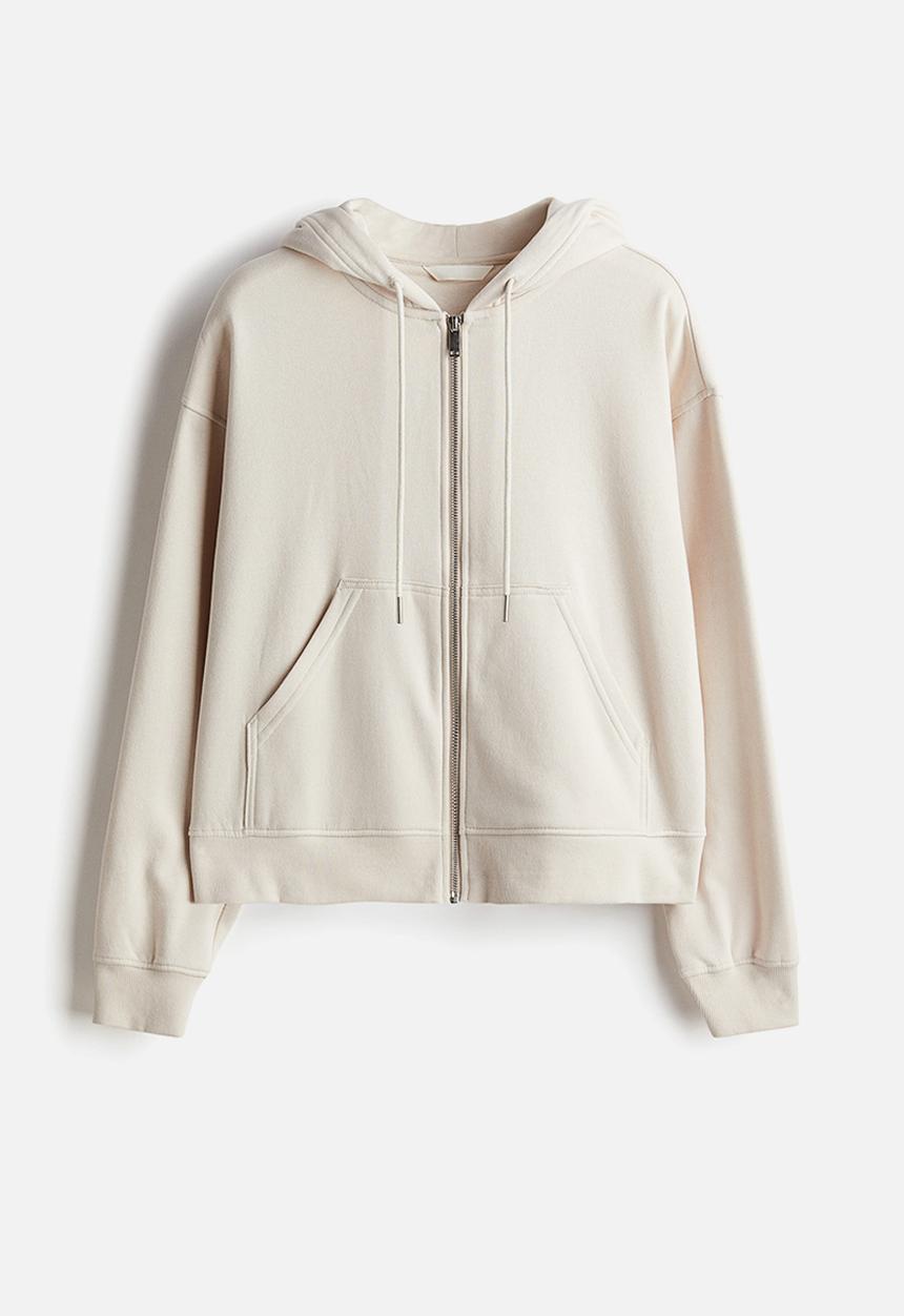 H&M - Zip-through hoodie - light beige