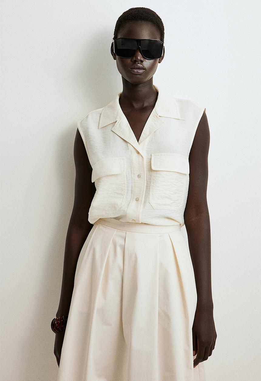 H&M - Sleeveless cargo shirt - cream