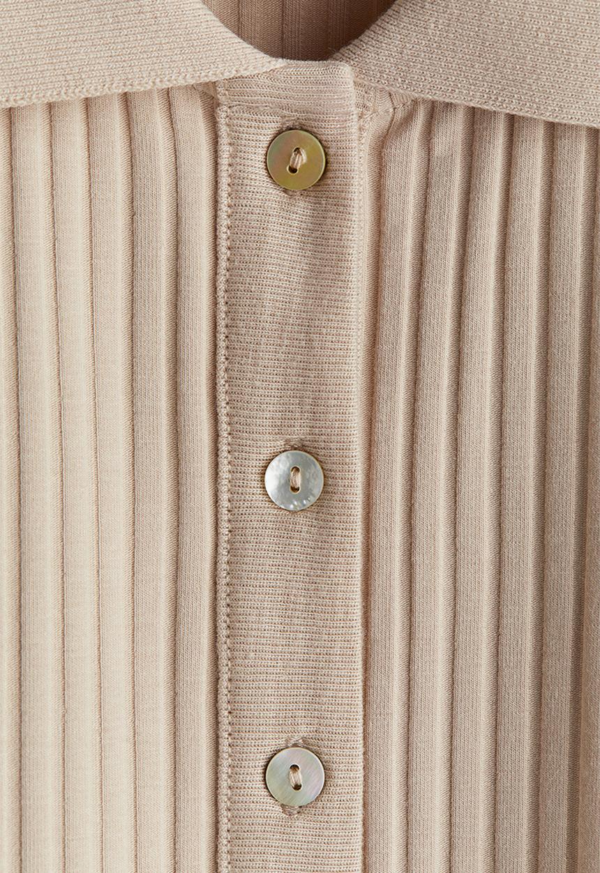 H&M - Ribbed polo shirt - beige