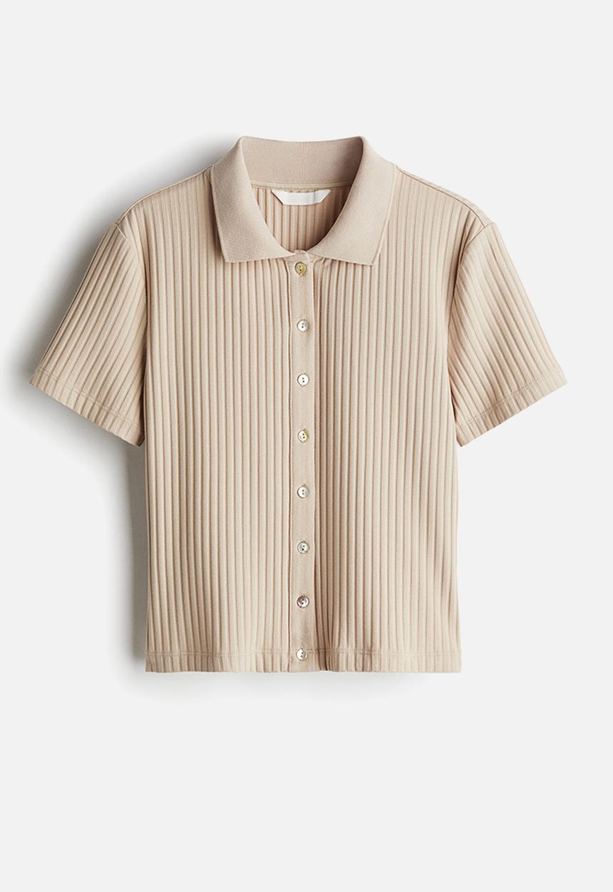 H&M - Ribbed polo shirt - beige