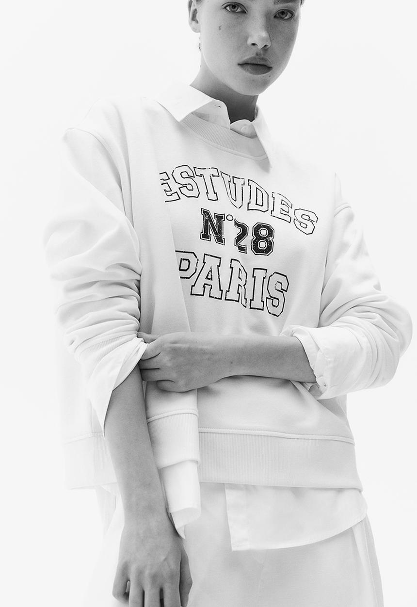 H&M - Oversized motif-front sweatshirt - cream & paris