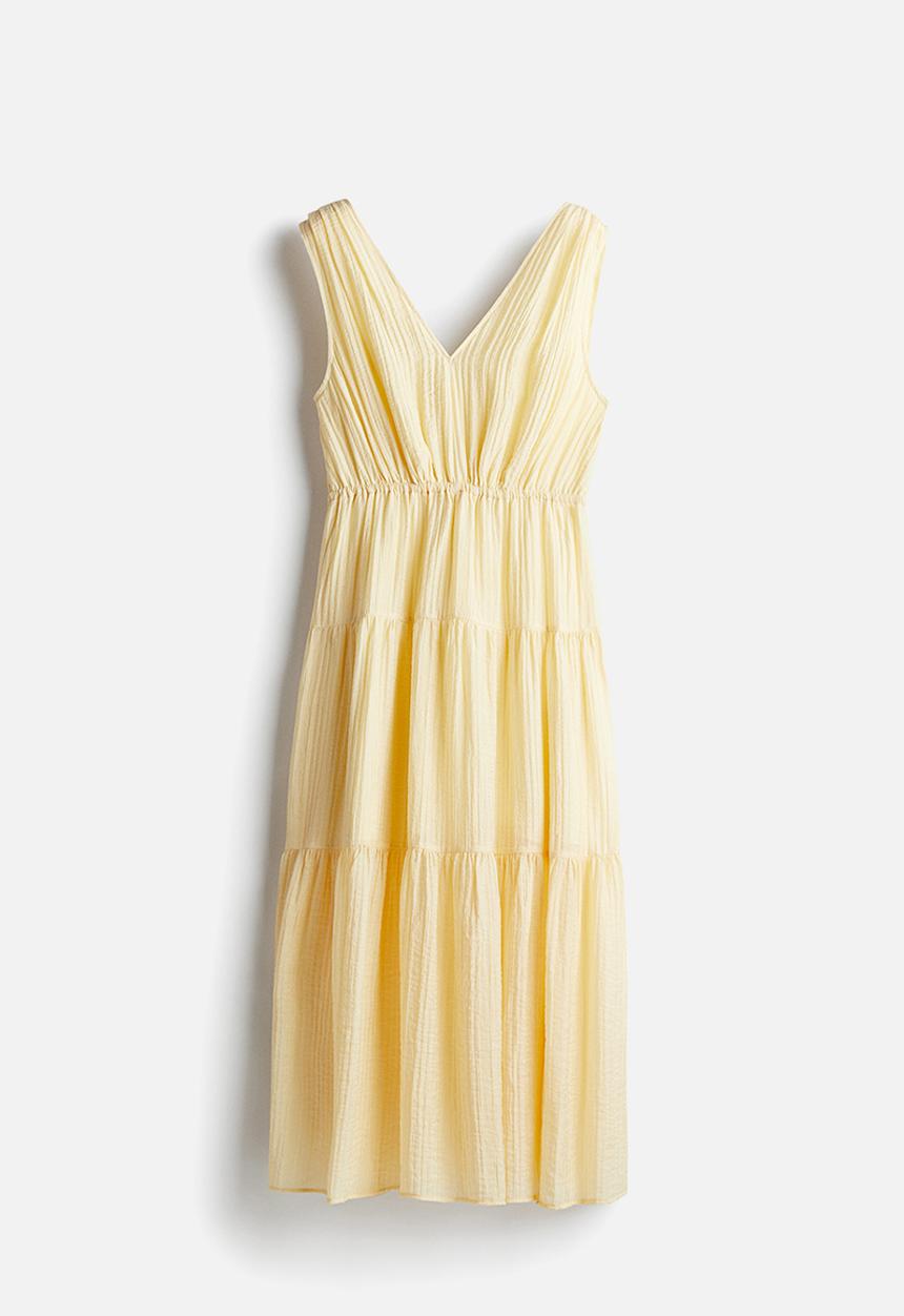 H&M - Tiered dress - light yellow