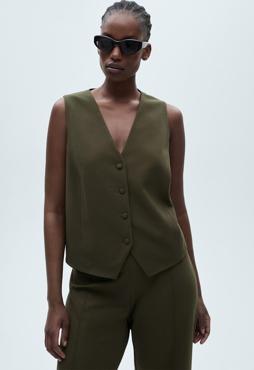 MANGO - Vest avaya - beige/ khaki