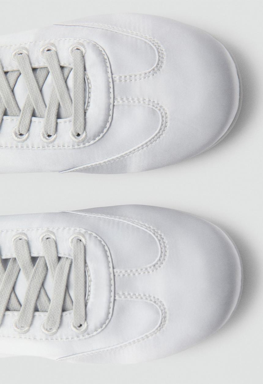 MANGO - Plains leather trainer - silver