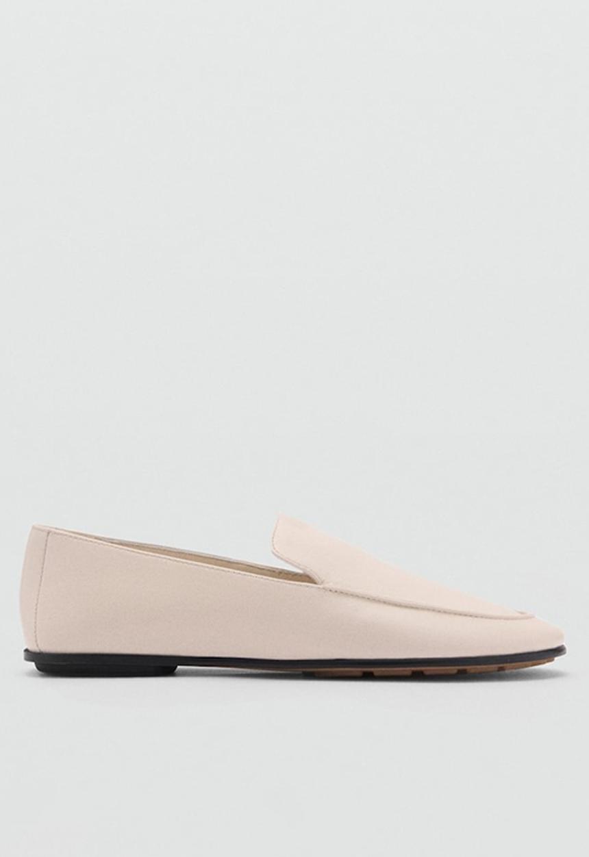 MANGO - Round leather loafer - white