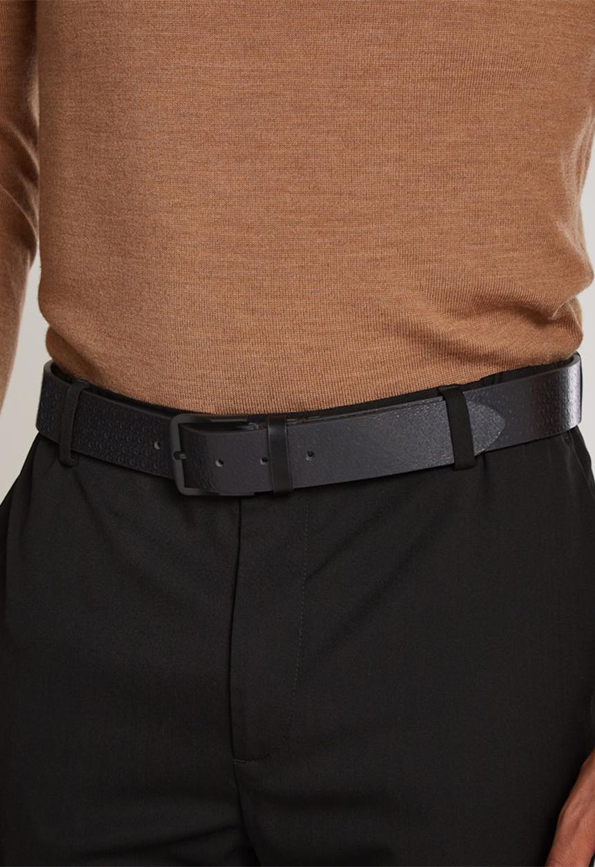 Calvin Klein - Classic Flat Lthr Belt 35Mm Aop - Black/Allover Print