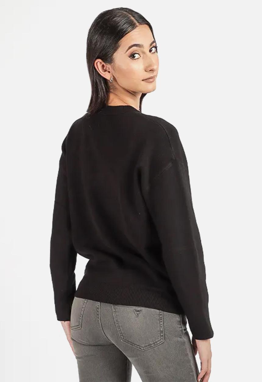 GUESS - Laura Logo Rn Ls Swtr - Jet Black