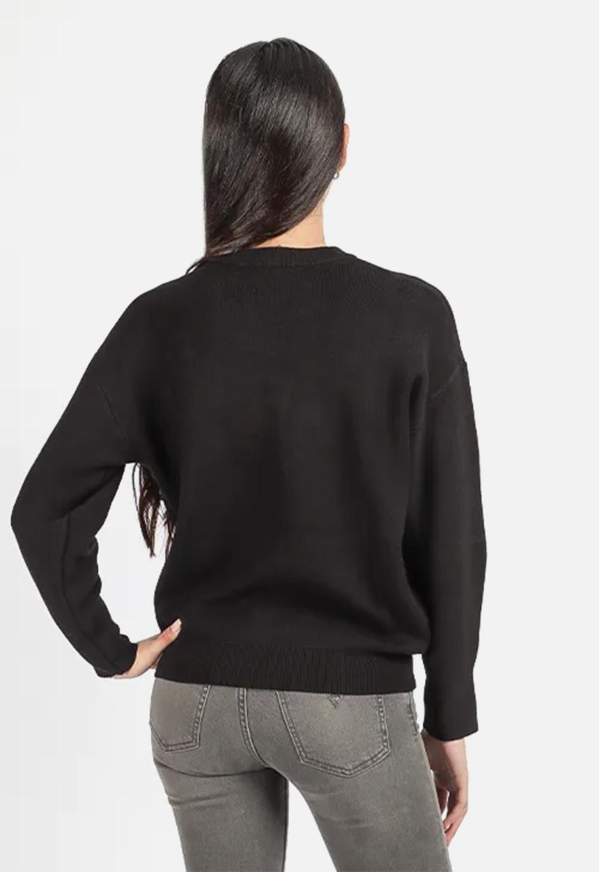 GUESS - Laura Logo Rn Ls Swtr - Jet Black
